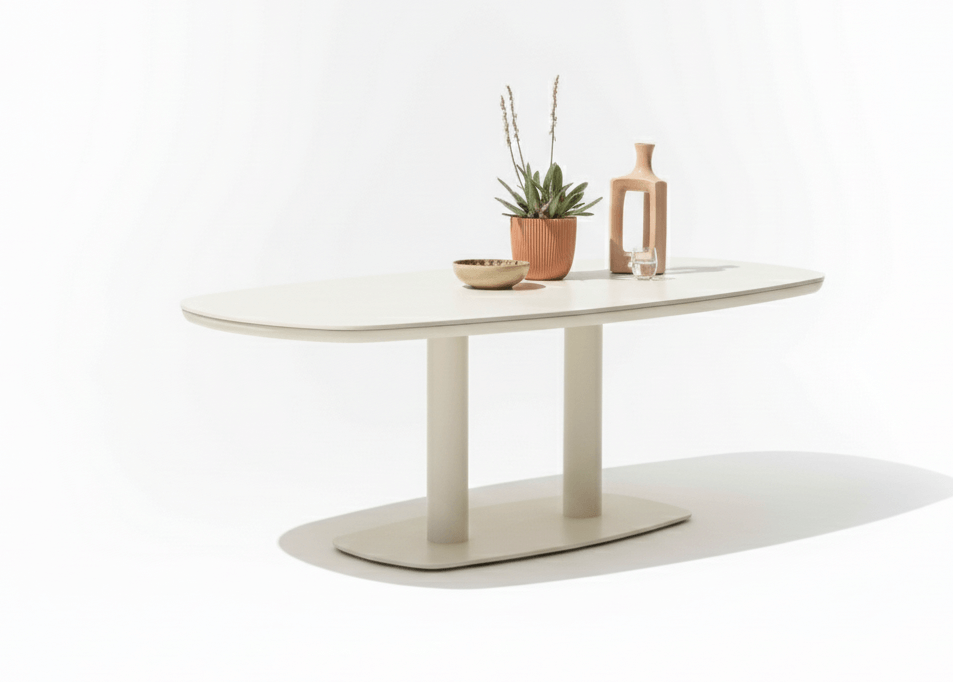Apple Bee Pine Key Oyster Diningset – 220 cm – Melville & 6 Stoelen
