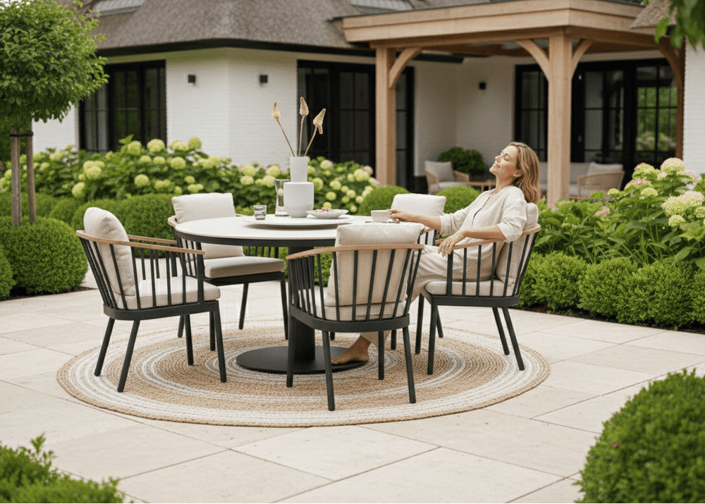 Apple Bee Melville dining tafel Ø160cm Sintered Stone - Black