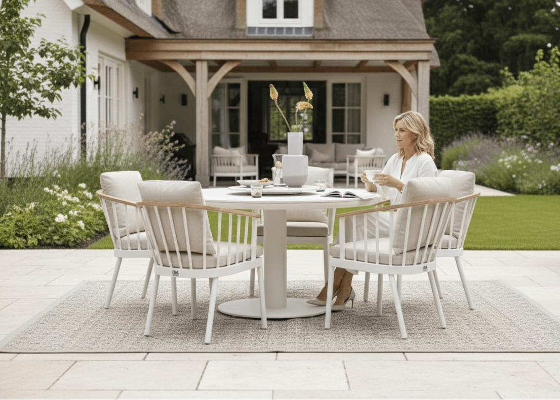 Apple Bee Condor dining tuinset 6-delig Oyster - Ø140cm