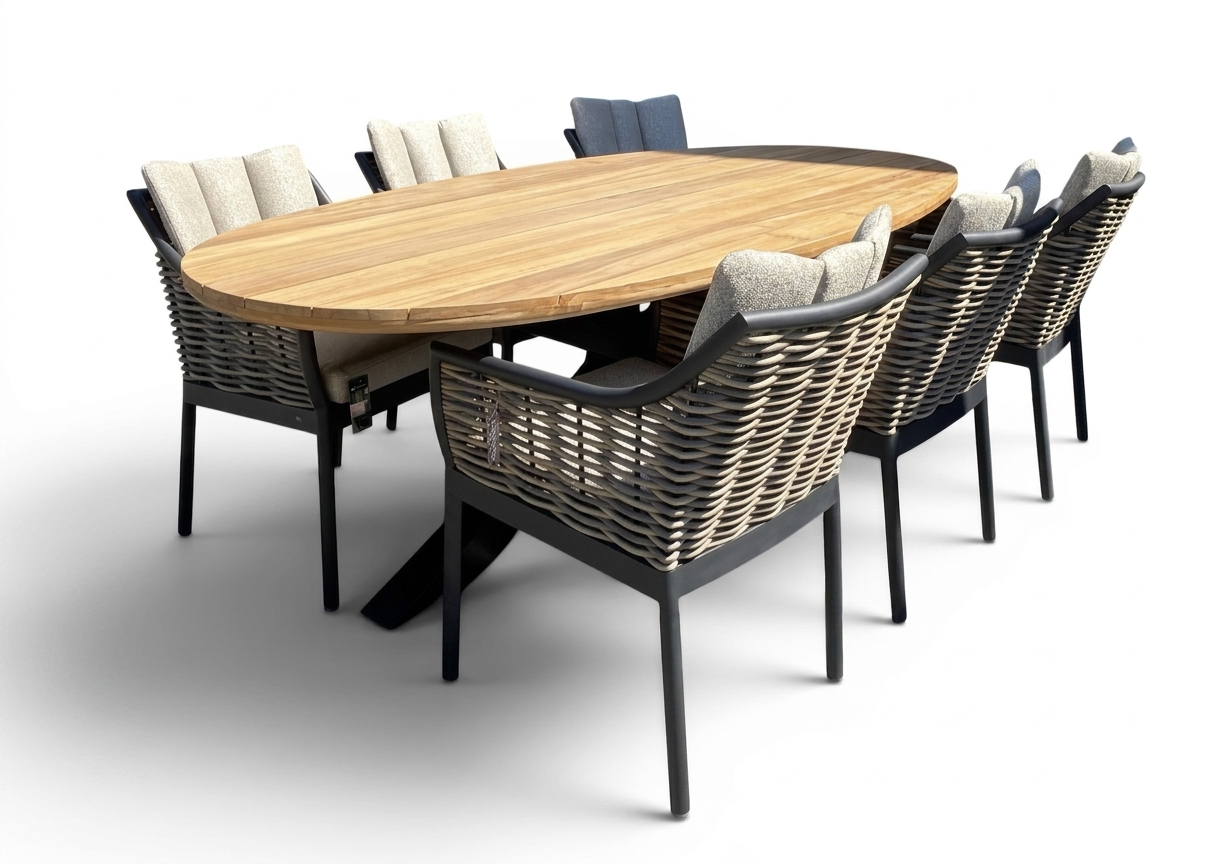 Apple Bee Milou Tuinset 6 persoons - 240 cm Ovaal - Aluminium
