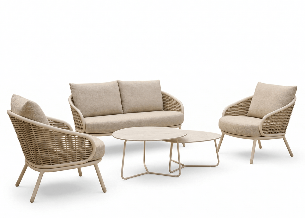 Apple Bee Pine Key Loungeset 5-delig - Incl Tafels - Nr. 6  - Oyster