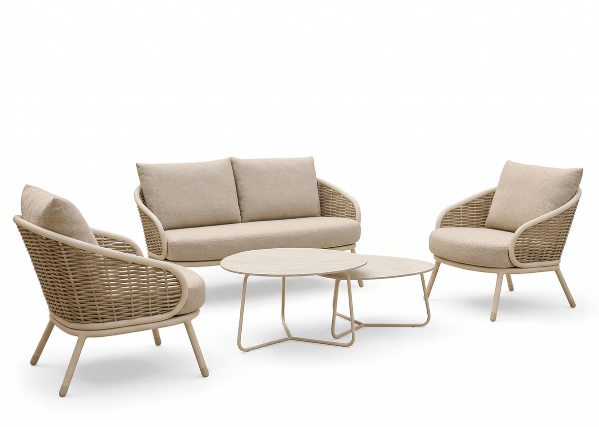 Apple Bee Pine Key Loungeset 5-delig - Incl Tafels - Nr. 6  - Oyster