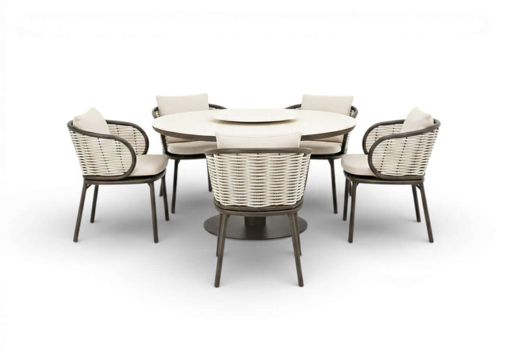 Apple Bee Pine Key Bronze Diningset – Ø140 cm – 7-delig – Melville