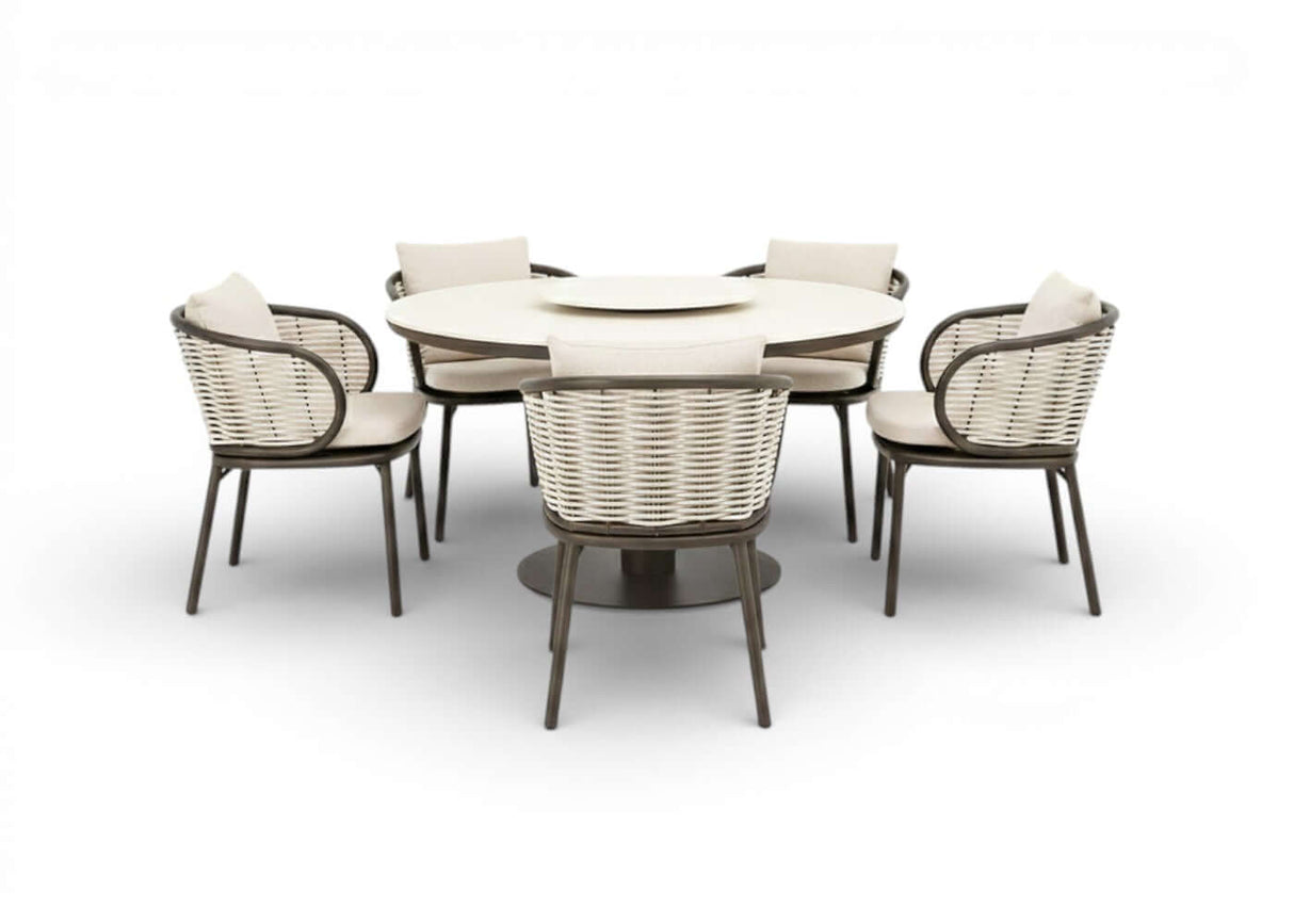 Apple Bee Pine Key Bronze Diningset – Ø140 cm – 7-delig – Melville