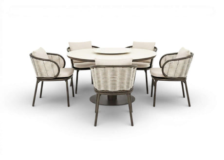 Apple Bee Pine Key Bronze Diningset – Ø140 cm – 7-delig – Melville