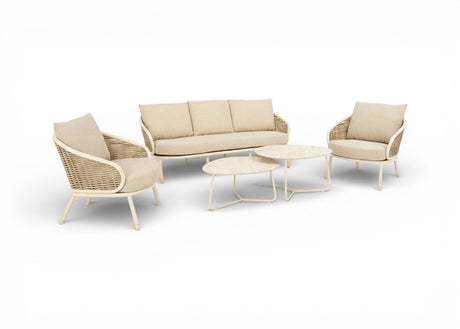 Apple Bee Pine Key loungeset 5 delig Oyster met tafelsset