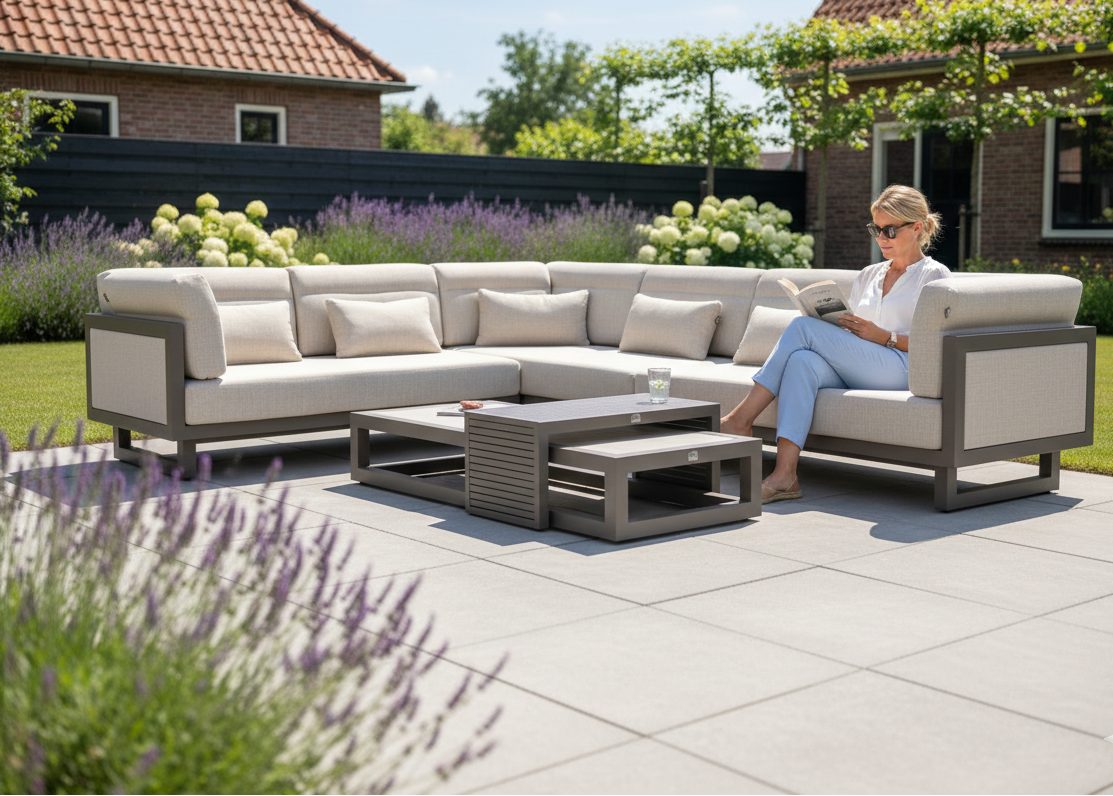 Apple Bee Santorini Loungeset 5-delig Nr.1 - Rechts Lang - Upholstered - 239 x 318 cm