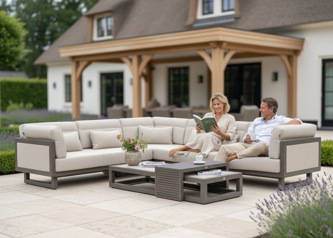 Apple Bee Santorini Loungeset 3-delig - Rechts lang - Upholstered - 239 x 318 cm