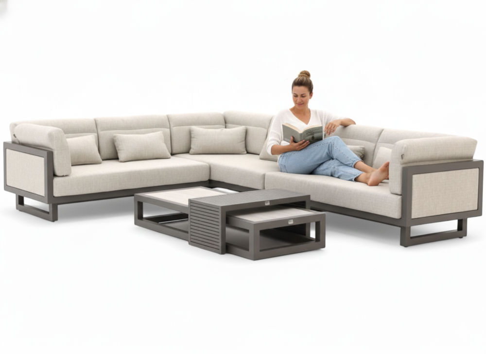 Apple Bee Santorini Hoek Loungeset 5-delig Nr.1 - Rechts Lang