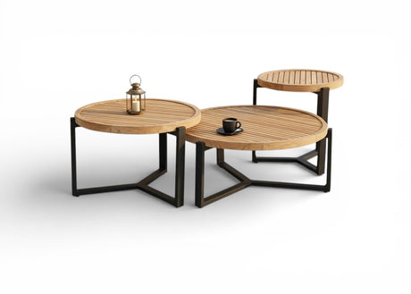 Apple bee monaco koffietafelset teak - zwart