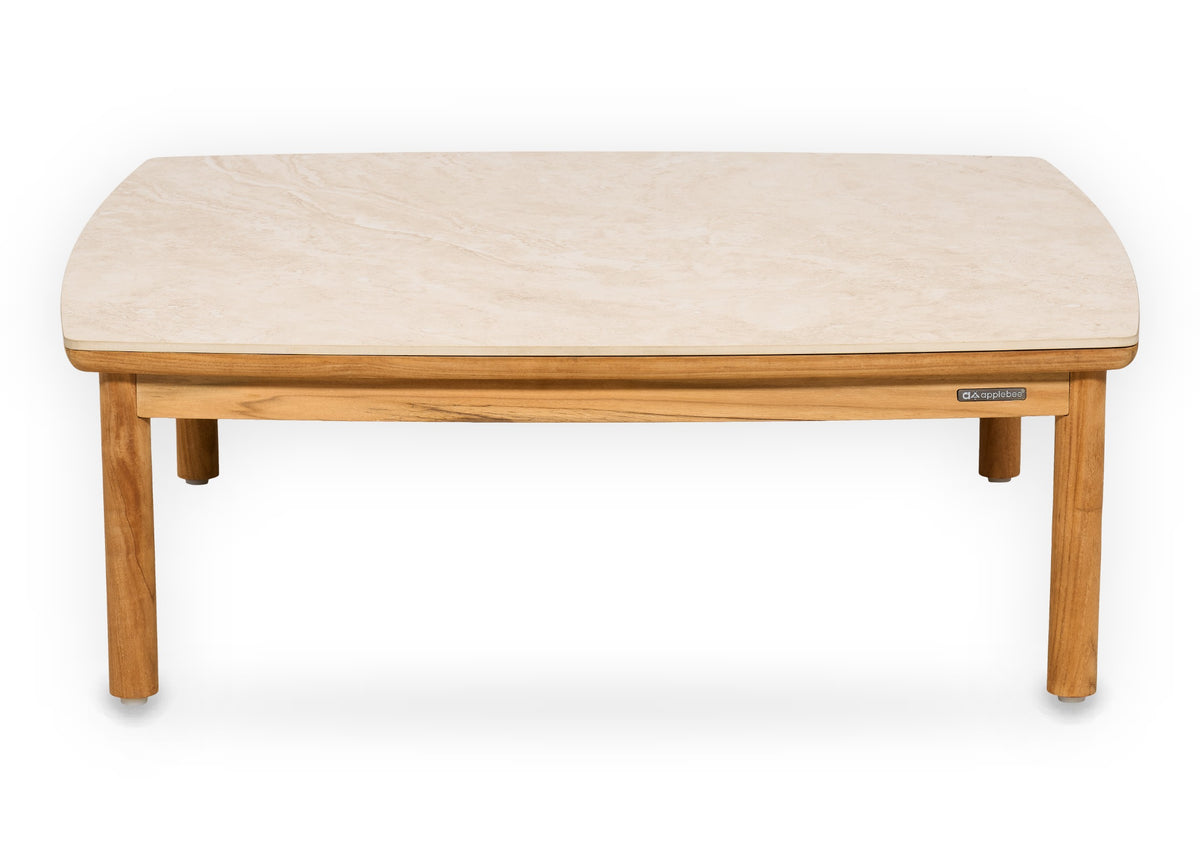 Apple Bee Grace lounge tuintafel 90 x 90 x 30 cm teak met cream HPMS blad vrijstaand