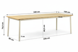 Applebee milou diningtafel 240 cm afmetingen oyster
