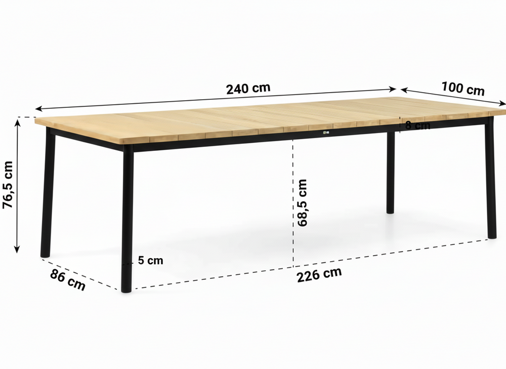 Applebee milou diningtafel zwart afmetingen