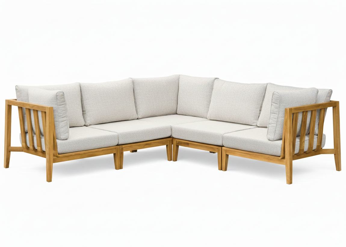 Belito Daan Teakhouten Hoek Loungeset 5-delig Nr. 3 - 245 x 245 cm