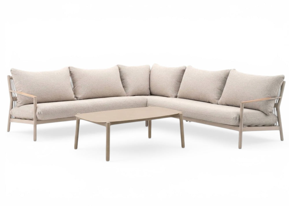 Belito Julia Loungeset 4-delig | 258 x 258 cm | Taupe Rope & Aluminium | Met Aluminium Koffietafel