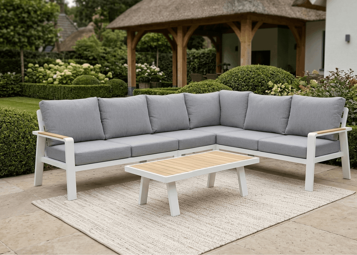 Belito Lotte Loungeset Hoekbank Nr. 1 | Wit Aluminium | 288 x 220 cm | 6-persoons