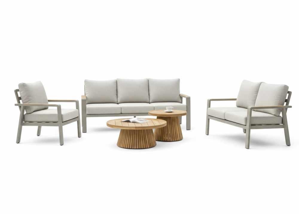 Aluminium Stoel-Bank Loungeset - Taupe - Belito Birmingham - 5 -delig