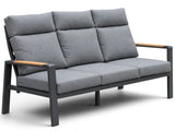 Belito Lisa Lounge Tuinbank 196 cm | Antraciet Aluminium & Teak | 3-persoons | Grey Kussens
