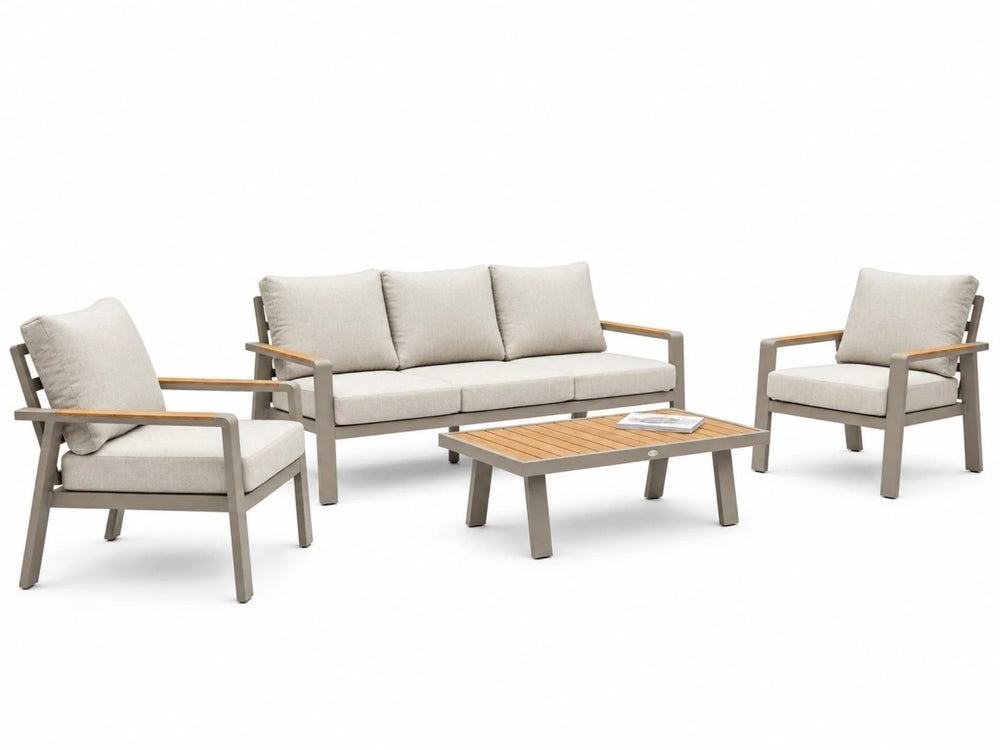 Belito Birmingham Loungeset Nr.1 | Taupe | 3-zits Bank + 2x Stoel + Tafel | 5 Personen