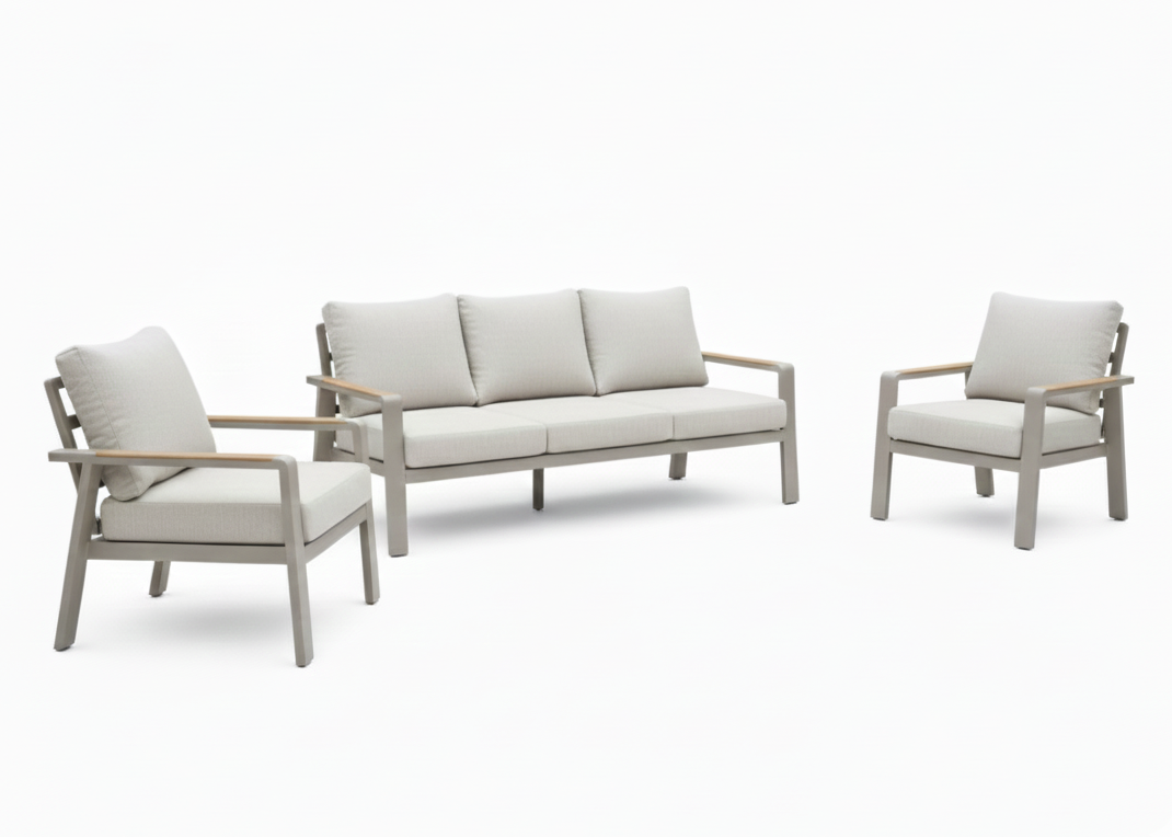 Aluminium Stoel-Bank Loungeset - Taupe - Belito Birmingham - 5 - personen - 3 - delig