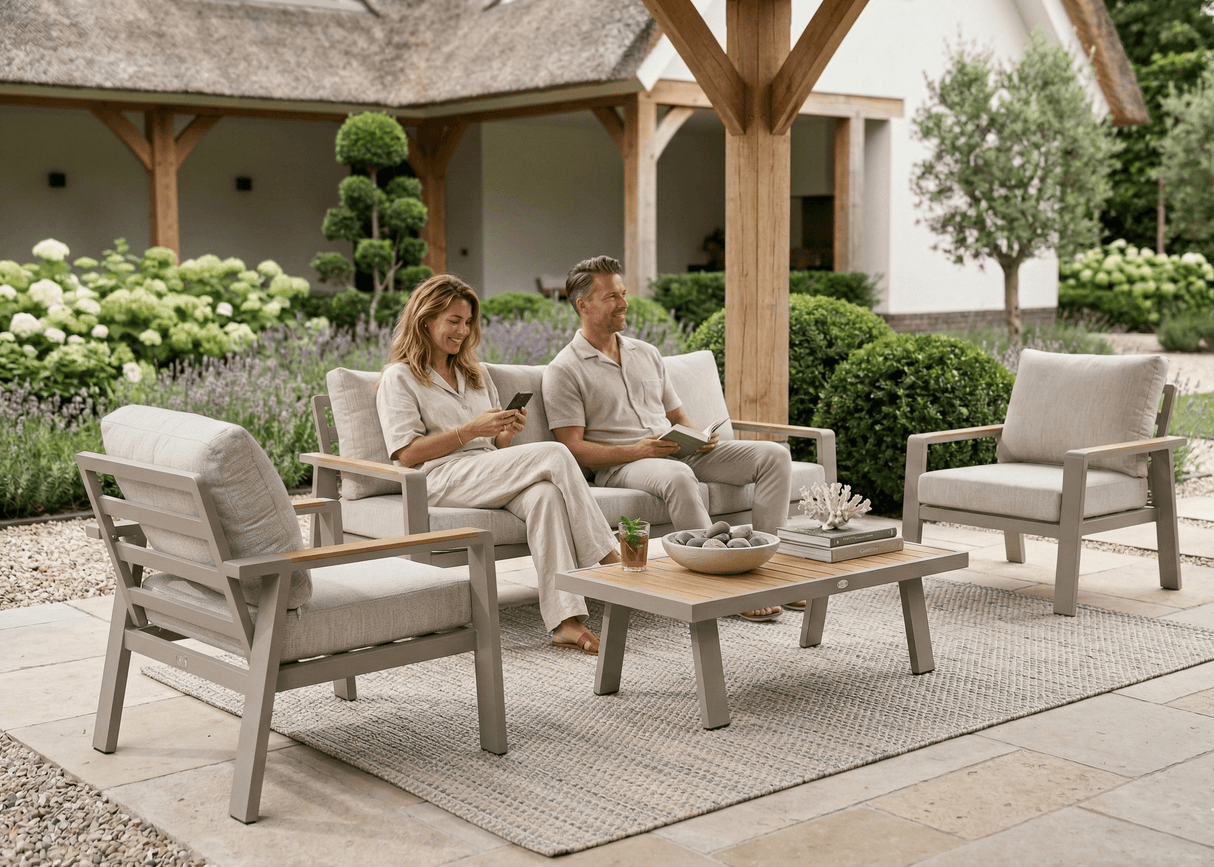 Belito Birmingham Loungeset Nr.3 – Taupe Aluminium – 5 Personen