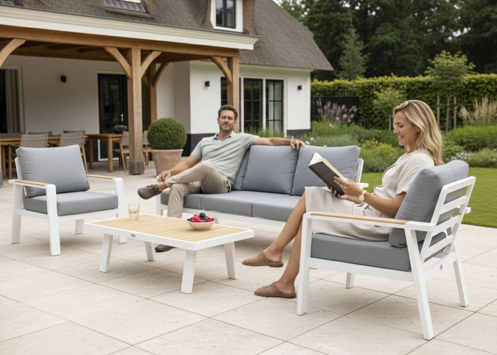 Aluminium Stoel-Bank Loungeset - Wit - Belito Birmingham