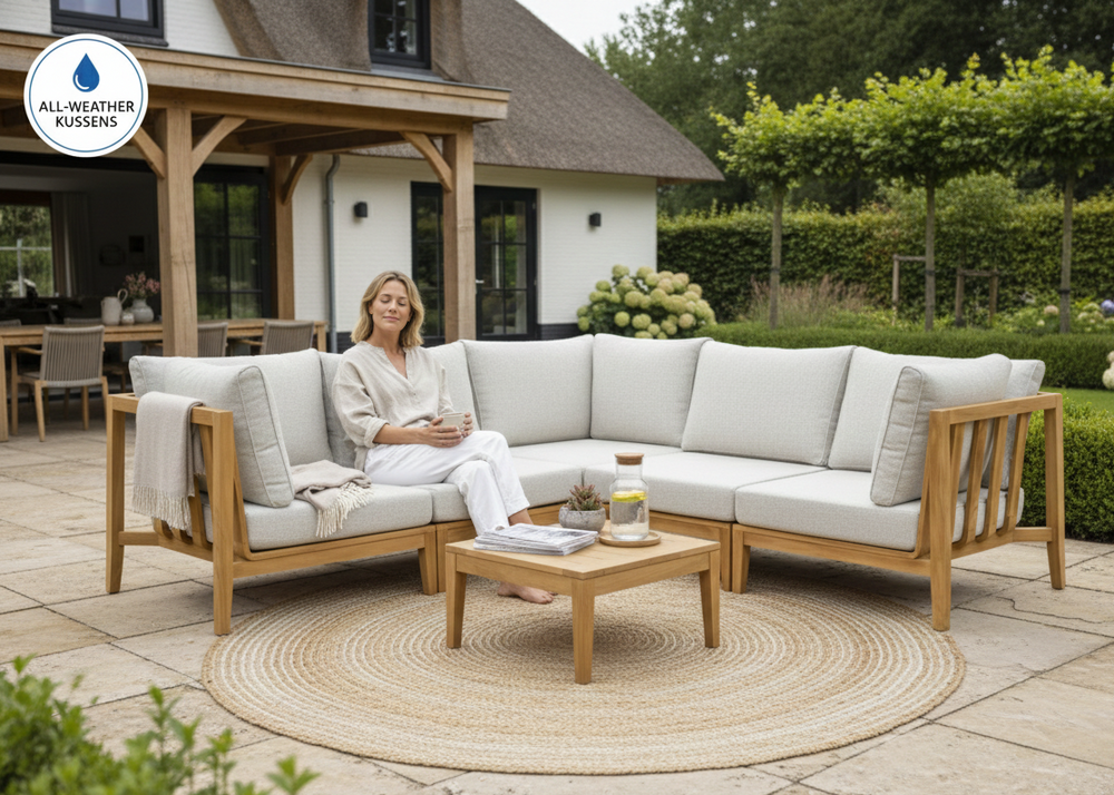 Belito Daan Teakhouten Hoek Loungeset 5-delig Nr. 3 - 245 x 245 cm