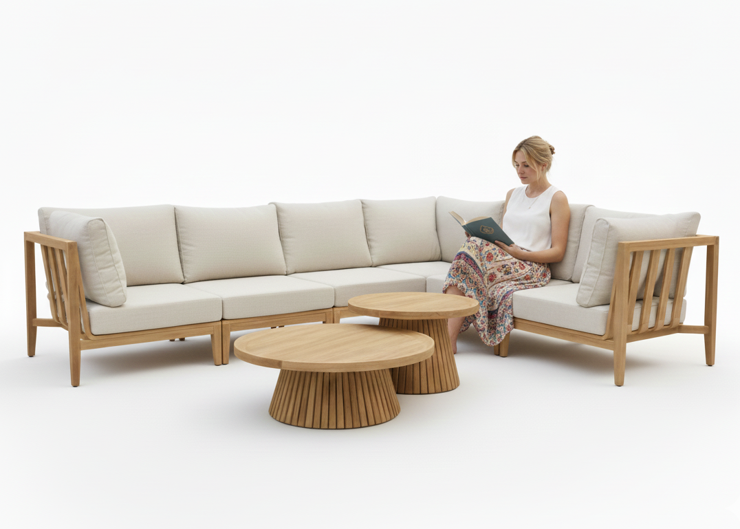 Belito Daan Teakhouten Hoek Loungeset - 8 delig - Nr. 1 - Links lang