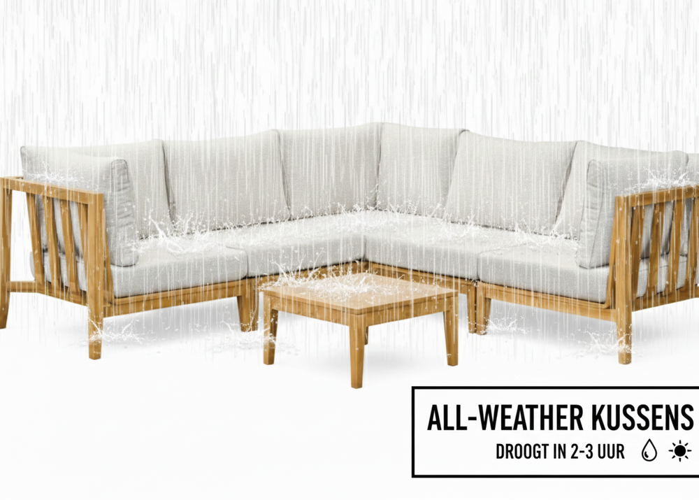 Belito Daan Teakhouten Hoek Loungeset 5 Persoons - Nr. 6 - 245 x 245 cm