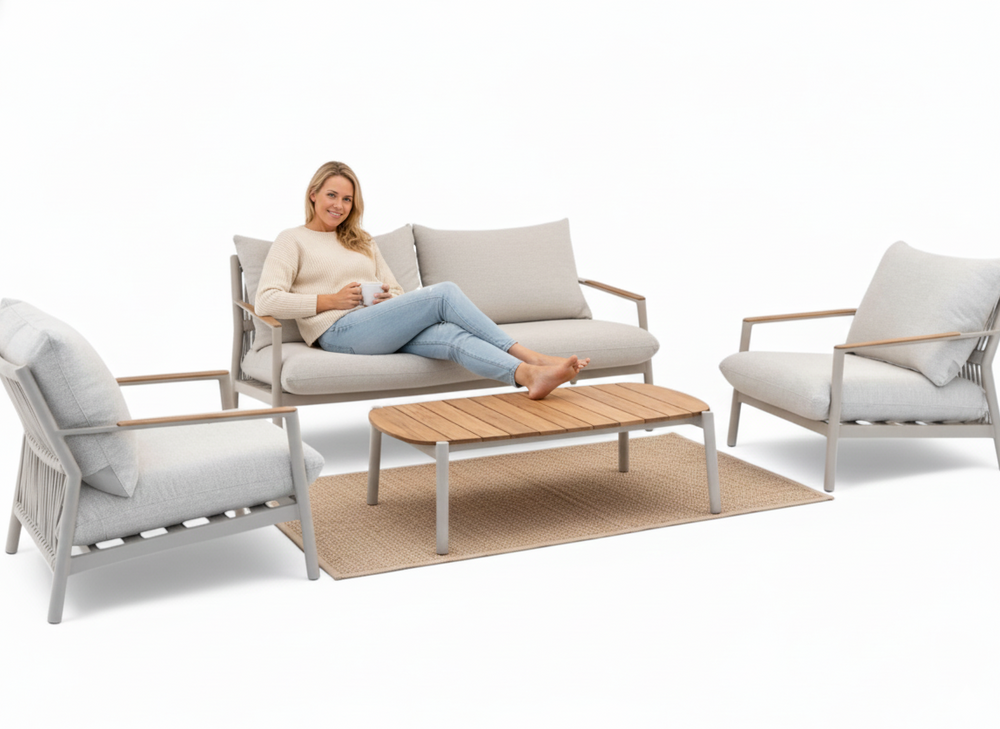 Aluminium Stoel-Bank Loungeset - Taupe Frame - Belito Julia - 4-delig
