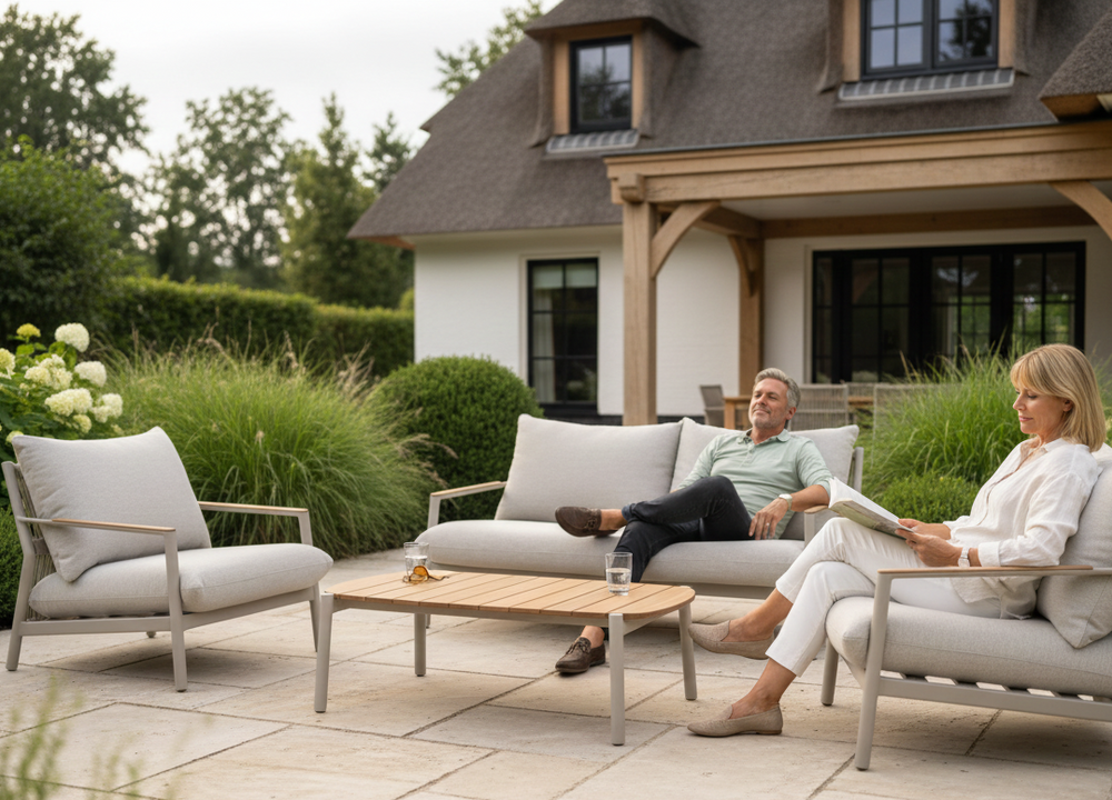 Aluminium Stoel-Bank Loungeset - Taupe Frame - Belito Julia - 4-delig