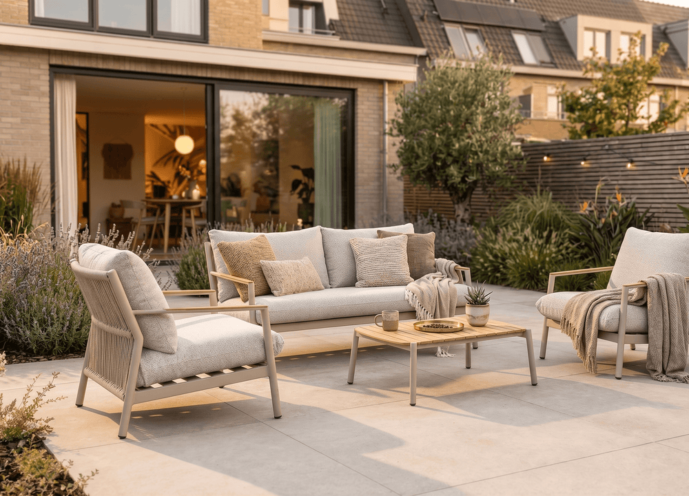 Aluminium Stoel-Bank Loungeset - Taupe Frame - Belito Julia - 3-delig