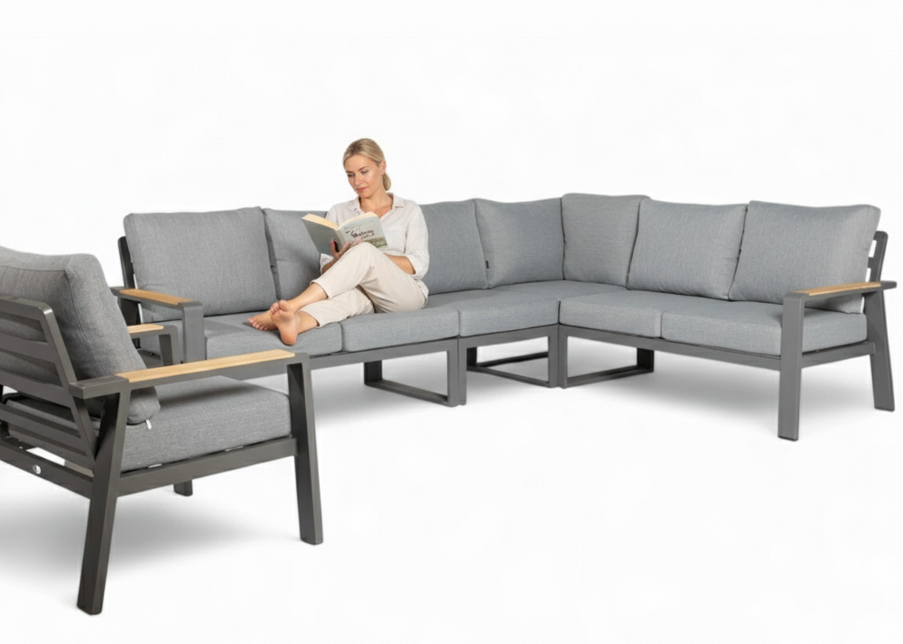 Aluminium Loungeset Hoekbank - Antraciet Frame - Belito Lotte - Incl stoel - Zonder tafel