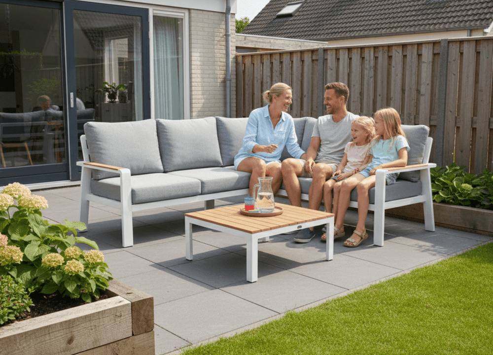 Belito® Lotte Loungeset Hoekbank Nr. 3 | Wit Aluminium | 220 x 220 cm | 5-persoons