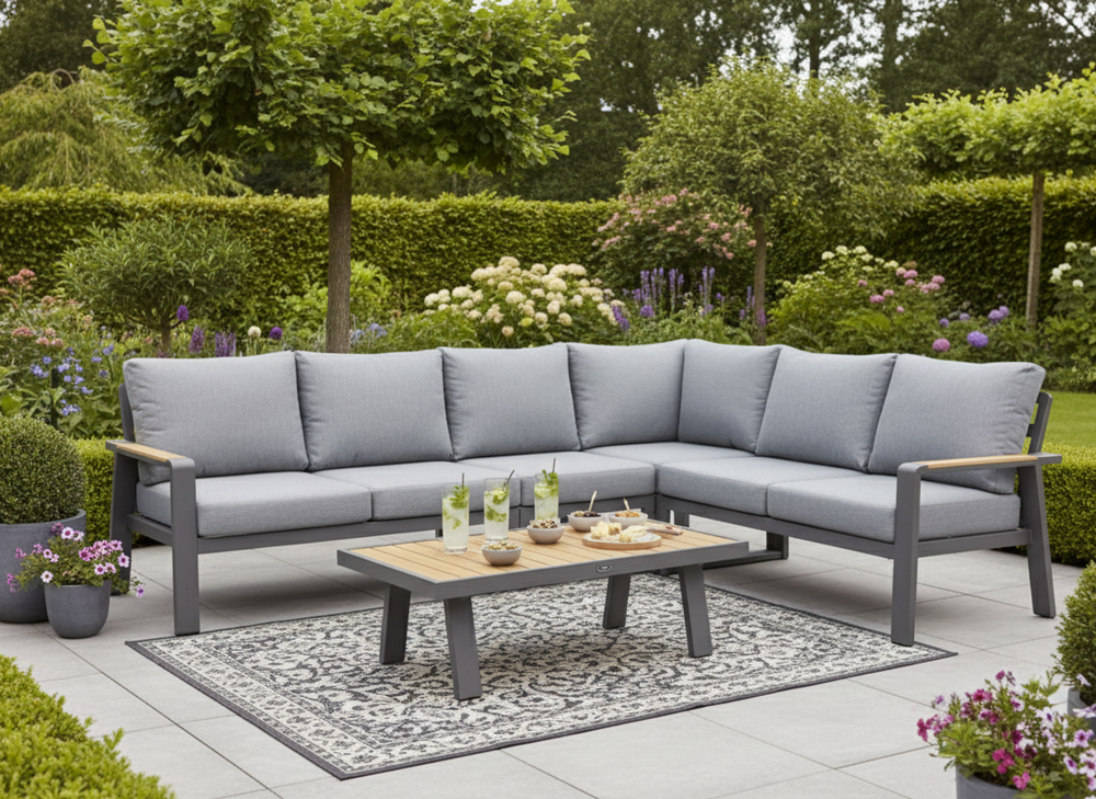 Belito Lotte Loungeset Antraciet Hoekbank ALuminium 