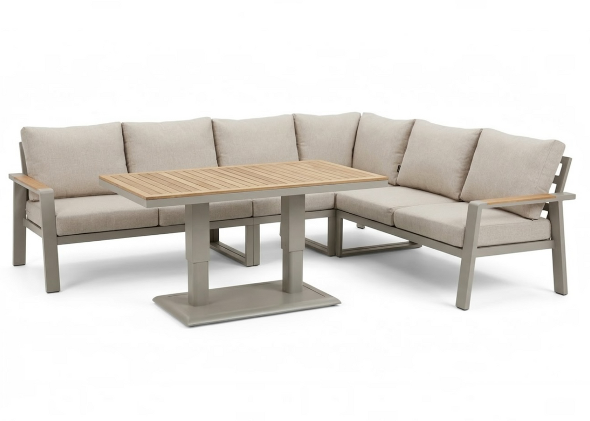 Belito Lotte Loungeset Hoekbank Nr.10 | Taupe Aluminium | 288 x 220 cm | Verstelbare Tafel | 6-7 Personen