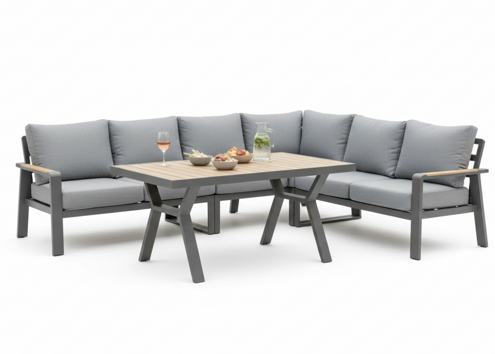 Aluminium Loungeset Hoekbank - Antraciet Frame - 5-delig - Belito Lotte - Hoge tafel