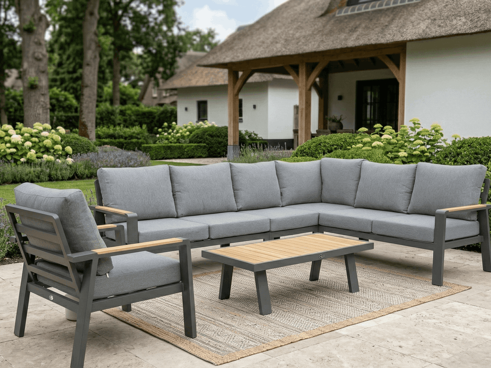 Belito Lotte Loungeset met loungestoel, sfeerfoto op terras