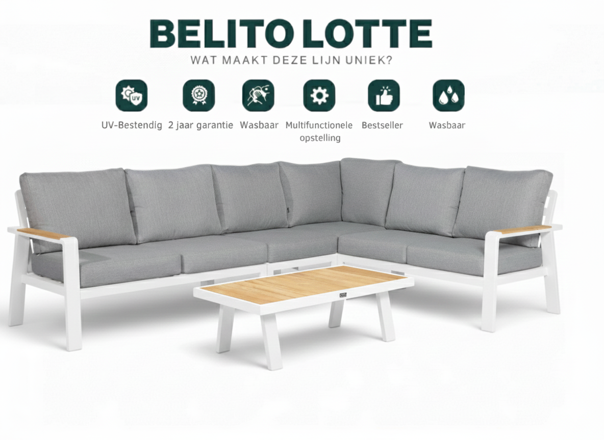 Belito® Lotte loungeset wit - hoek - 4 delig