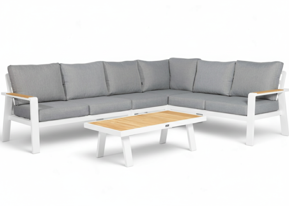 Aluminium Loungeset Hoekbank - Wit Frame - 6-Persoons - Belito Lotte