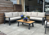 Belito Lotte Loungeset Hoekbank Nr. 1 | Antraciet Aluminium | 288 x 220 cm | 6-persoons | Lichte Kussens