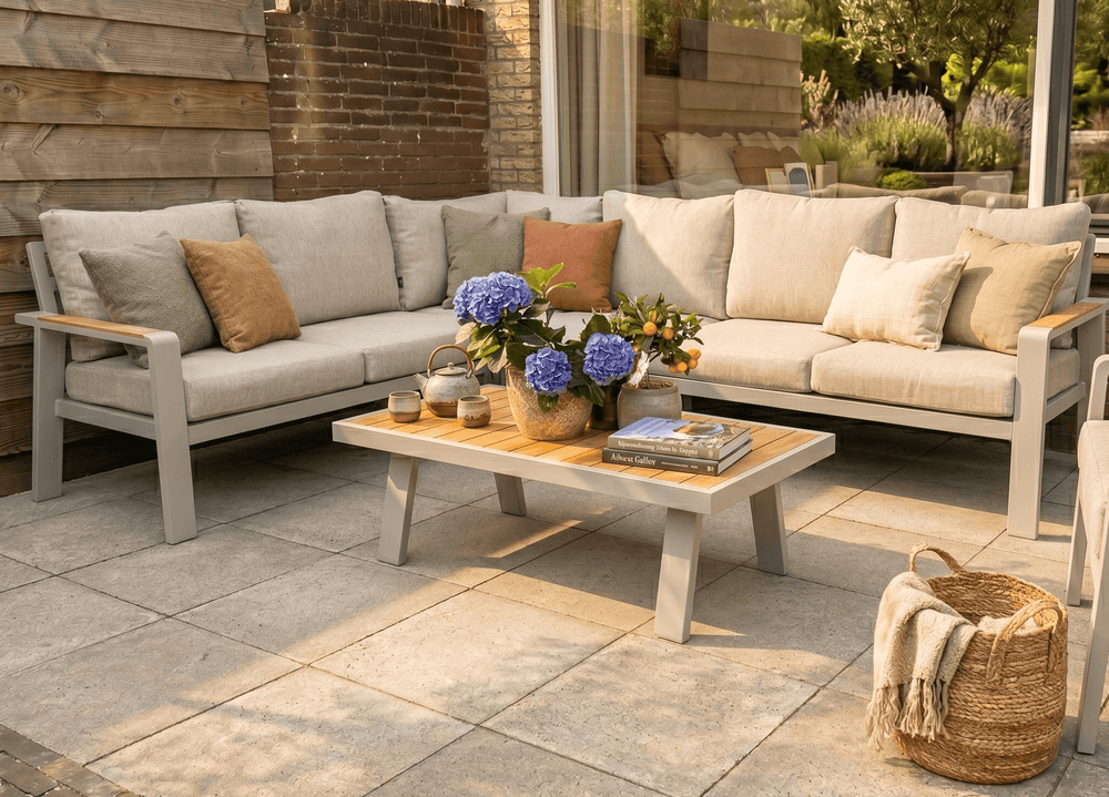 Belito Lotte Loungeset Hoekbank Nr. 1 | Taupe Aluminium | 288 x 220 cm | 6-persoons