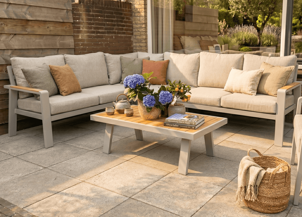 Belito Lotte Loungeset Hoekbank Nr. 2 | Taupe Aluminium | 288 x 220 cm | 6-persoons