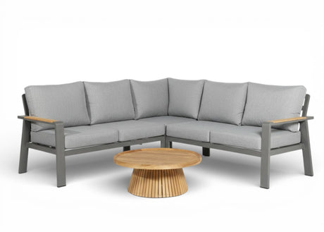 Belito Lotte nr 8 220 x 220 cm antraciet daan teaktafel 80 cm