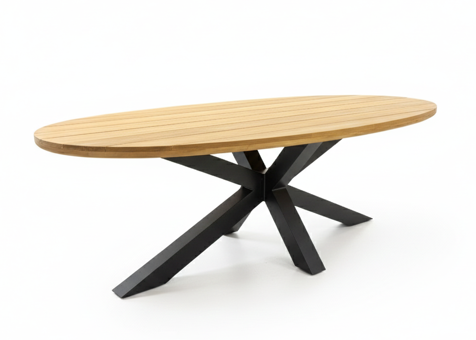 Ovale Teakhouten Tuintafel 240x120cm - Belito Mees Premium