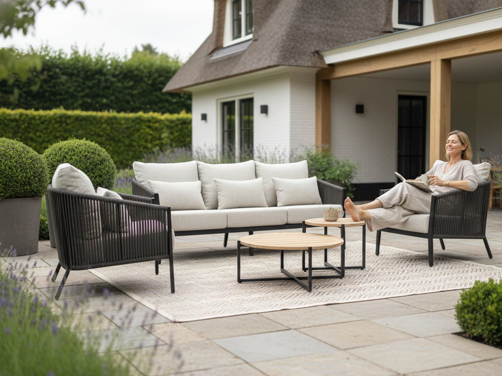 Belito® Ouddorp Aluminium Stoel-Bank Loungeset - Rope - All-Weather - 3-delig- Nr.4