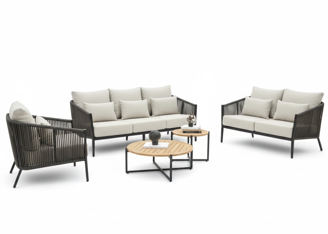 Belito® Ouddorp Aluminium Stoel-Bank Loungeset - Rope - All-Weather - Nr.1