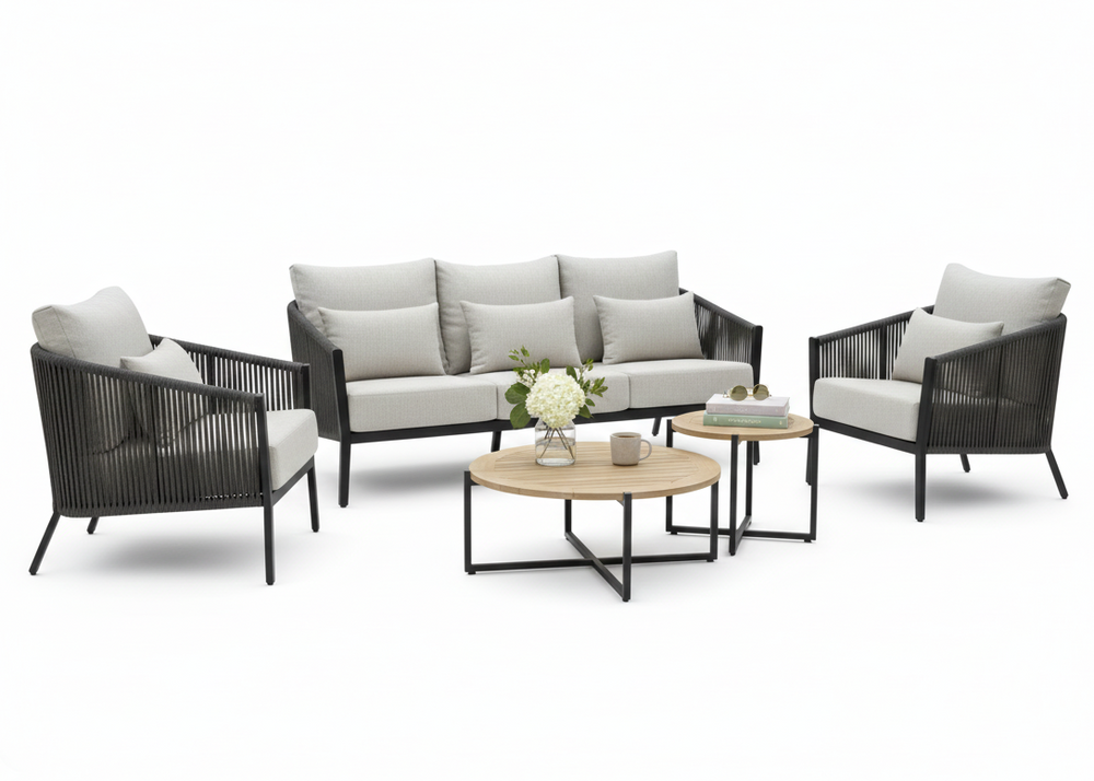 Belito® Ouddorp Aluminium Stoel-Bank Loungeset - Rope - All-Weather - 5-delig- Nr.3