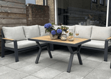 Belito Lotte Loungeset Hoekbank Nr. 4 | 288 x 220 cm | Met Vaste Diningtafel | Antraciet | Lichte Kussens