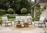 Belito Stoel-bank Loungeset Taupe met beige kussens - stoel-bank